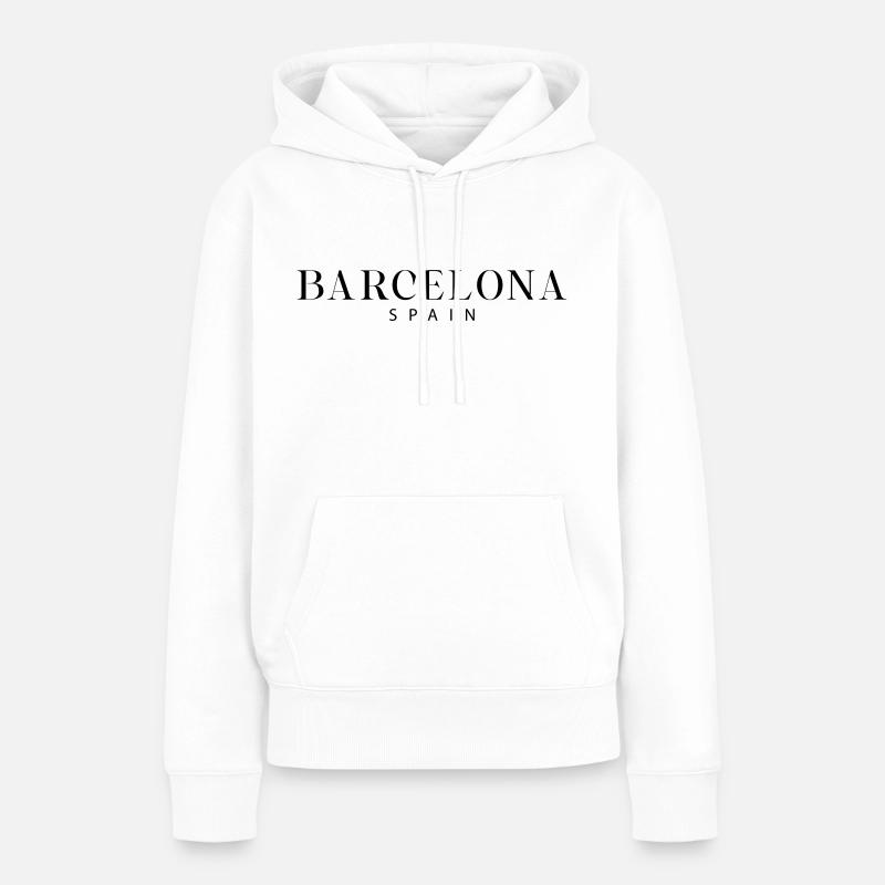 Barcelone - Espagne - Sweat à capuche Premium bio Femme - blanc
