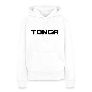 Logo des Tonga - Pacifique - Polynésie - Mers du Sud - Sweat à capuche Premium bio Femme - blanc - Devant - Julia (174cm)