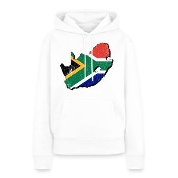 Südafrika Karte mit der südafrikanischen Fahne - Frauen Premium Bio Hoodie - Weiß - Vorne - Julia (174cm)