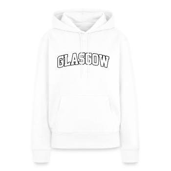 Glasgow-Logo: College-Design im Karo-Stil - Frauen Premium Bio Hoodie - Weiß - Vorne - Julia (174cm)