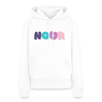Name - Nour - Frauen Premium Bio Hoodie - Weiß - Vorne - Julia (174cm)