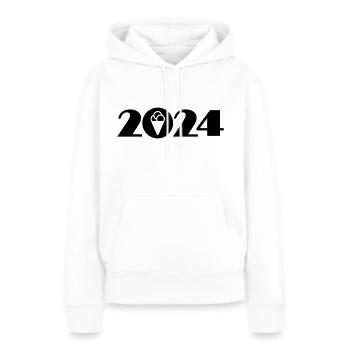 Glaces 2024, glaces 2024, fêtes 2024 - Sweat à capuche Premium bio Femme - blanc - Devant - Julia (174cm)