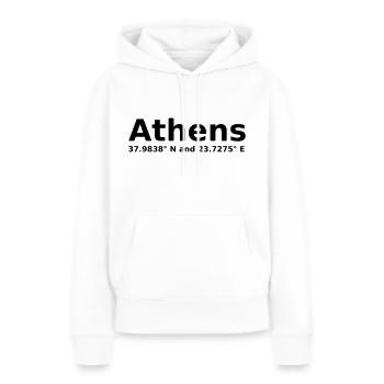 Athènes - Athènes - avec coordonnées géographiques horizontales - Sweat à capuche Premium bio Femme - blanc - Devant - Julia (174cm)