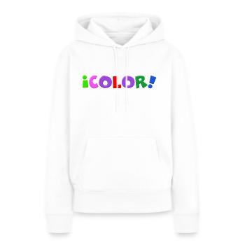 Couleur lettres couleurs - Sweat à capuche Premium bio Femme - blanc - Devant - Julia (174cm)