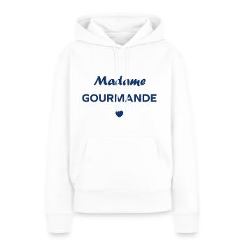 Madame Gourmande - Sweat à capuche Premium bio Femme - blanc - Devant - Julia (174cm)
