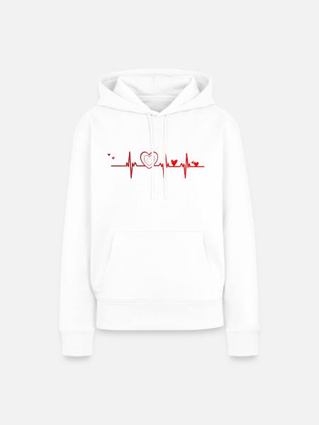 Herzschlag - Frauen Premium Bio Hoodie - Weiß