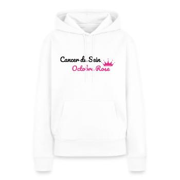 Cancer du Sein octobre rose - Sweat à capuche Premium bio Femme - blanc - Devant - Julia (174cm)