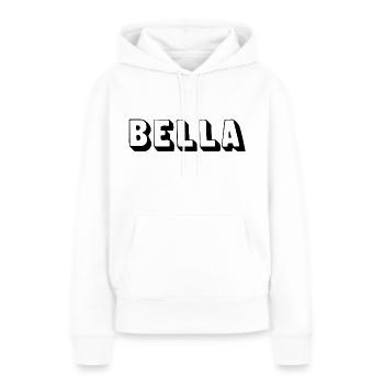 Nom - Bella - Sweat à capuche Premium bio Femme - blanc - Devant - Julia (174cm)