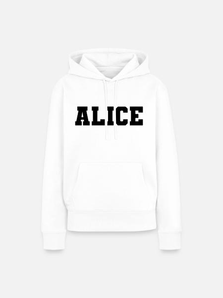 Name - Alice - Frauen Premium Bio Hoodie - Weiß
