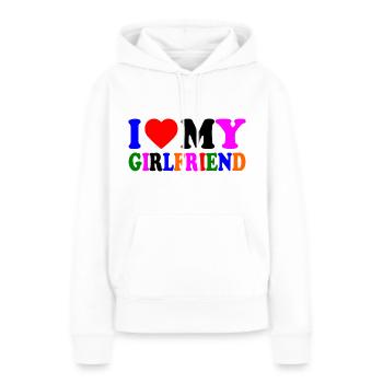 I love my girlfriend - Frauen Premium Bio Hoodie - Weiß - Vorne - Julia (174cm)