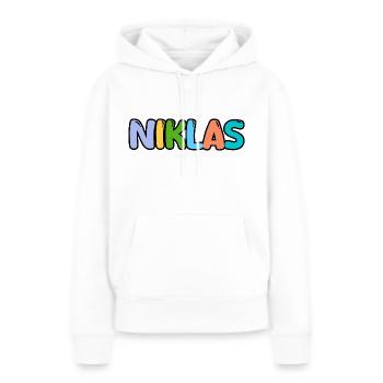Name - Niklas - Frauen Premium Bio Hoodie - Weiß - Vorne - Julia (174cm)