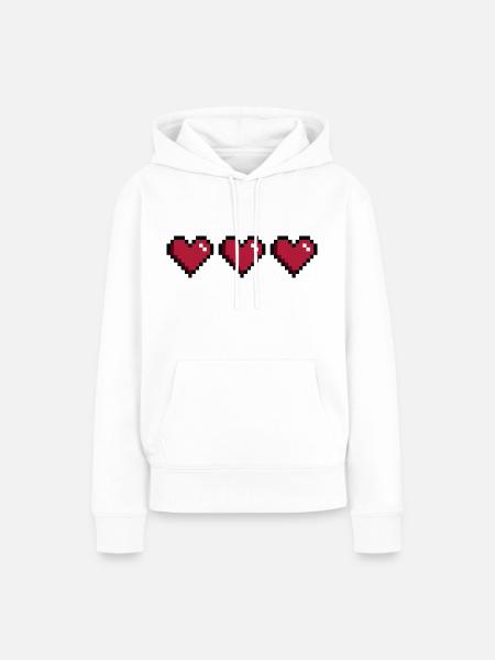 Drei Pixelherzen - Frauen Premium Bio Hoodie - Weiß