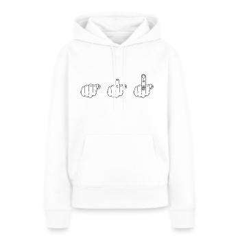 doigt d’honneur - Sweat à capuche Premium bio Femme - blanc - Devant - Julia (174cm)
