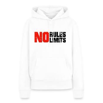 PAS DE RÈGLES, PAS DE LIMITES - Sweat à capuche Premium bio Femme - blanc - Devant - Julia (174cm)