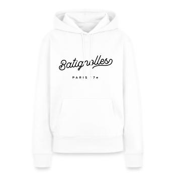 Batignolles - 17e arrondissement Paris - Sweat à capuche Premium bio Femme - blanc - Devant - Julia (174cm)