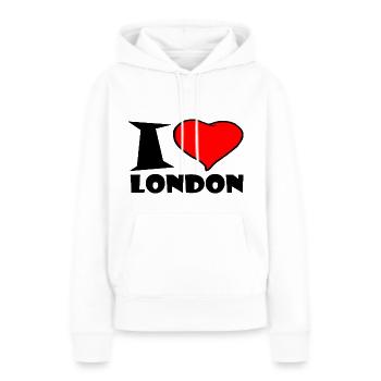 Londres / J'aime Londres - Sweat à capuche Premium bio Femme - blanc - Devant - Julia (174cm)