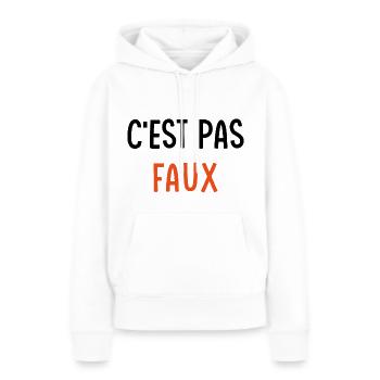 C'est pas faux - Sweat à capuche Premium bio Femme - blanc - Devant - Julia (174cm)