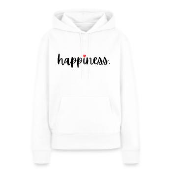 happiness - Frauen Premium Bio Hoodie - Weiß - Vorne - Julia (174cm)