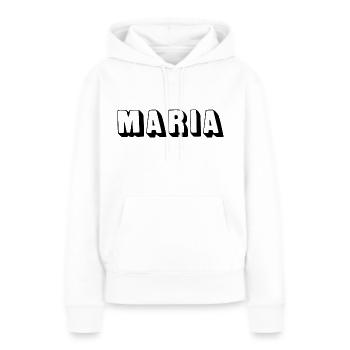 Nom - Maria - Sweat à capuche Premium bio Femme - blanc - Devant - Julia (174cm)
