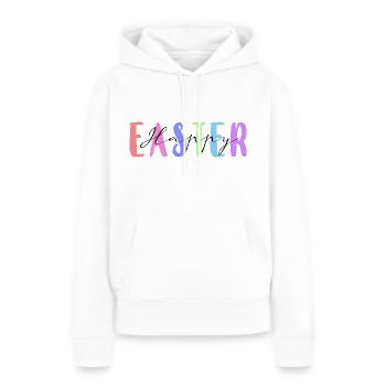 Joyeuses Pâques - Sweat à capuche Premium bio Femme - blanc - Devant - Julia (174cm)