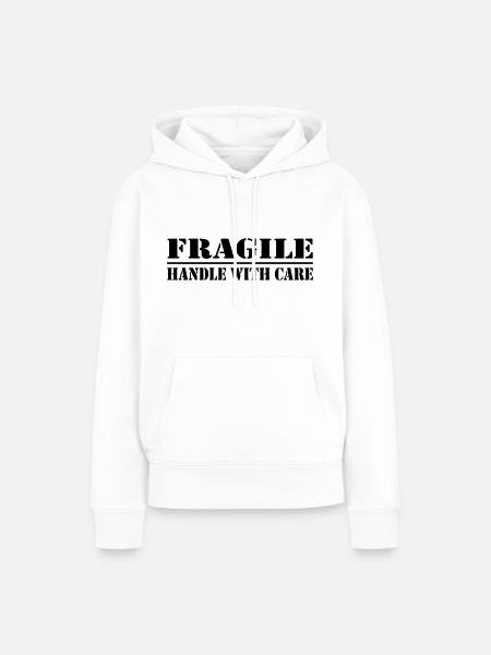 fragile - handle with care - Frauen Premium Bio Hoodie - Weiß