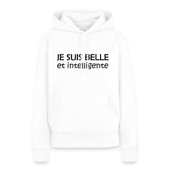 je suis belle et intelligente - Sweat à capuche Premium bio Femme - blanc - Devant - Julia (174cm)