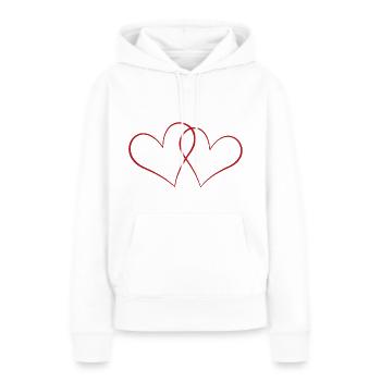 Herzen - Frauen Premium Bio Hoodie - Weiß - Vorne - Julia (174cm)