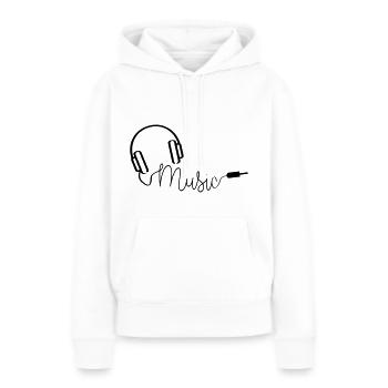 Casque pour application de musique, radio, écoute mp3 - Sweat à capuche Premium bio Femme - blanc - Devant - Julia (174cm)