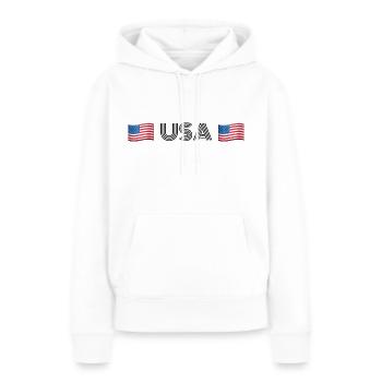USA - Frauen Premium Bio Hoodie - Weiß - Vorne - Julia (174cm)