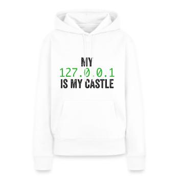My 127.0.0.0.1 Is My Castle - Sweat à capuche Premium bio Femme - blanc - Devant - Julia (174cm)