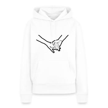 Main dans la main main dans la main - Sweat à capuche Premium bio Femme - blanc - Devant - Julia (174cm)