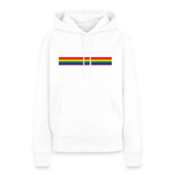 BANDE LGBT - Sweat à capuche Premium bio Femme - blanc - Devant - Julia (174cm)