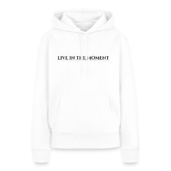 Vivez l’instant présent - Sweat à capuche Premium bio Femme - blanc - Devant - Julia (174cm)
