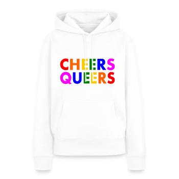 Cheers queers - Sweat à capuche Premium bio Femme - blanc - Devant - Julia (174cm)