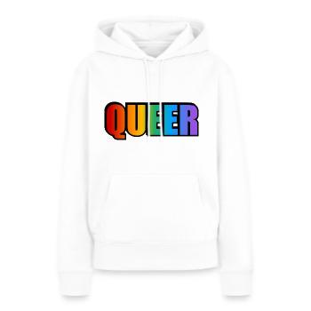 Queer - Sweat à capuche Premium bio Femme - blanc - Devant - Julia (174cm)
