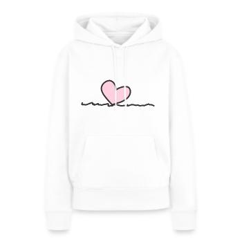 rosa Herz Linie - Frauen Premium Bio Hoodie - Weiß - Vorne - Julia (174cm)