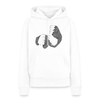 Poings attachés avec bandage gris - Sweat à capuche Premium bio Femme - blanc - Devant - Julia (174cm)