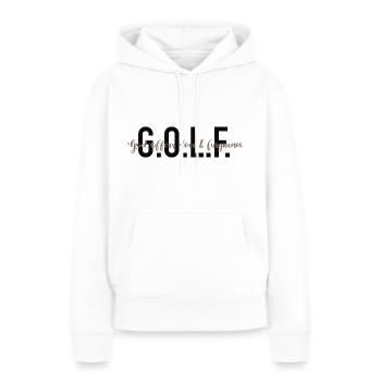 G.O.L.F. - Dieu offre l’amour et le pardon. - Sweat à capuche Premium bio Femme - blanc - Devant - Julia (174cm)
