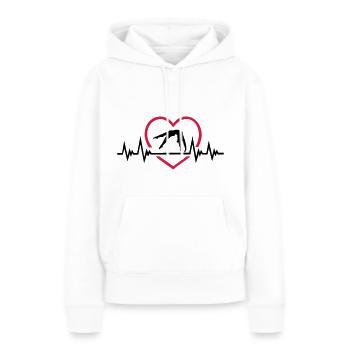 Gymnase rythme cardiaque cardiaque avec cardio, gymnastique ECG - Sweat à capuche Premium bio Femme - blanc - Devant - Julia (174cm)