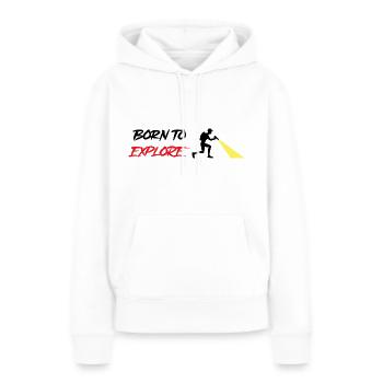 Né pour explorer - Urbex - Sweat à capuche Premium bio Femme - blanc - Devant - Julia (174cm)