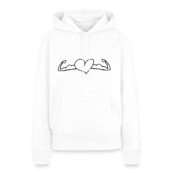Les biceps de coeur - Sweat à capuche Premium bio Femme - blanc - Devant - Julia (174cm)