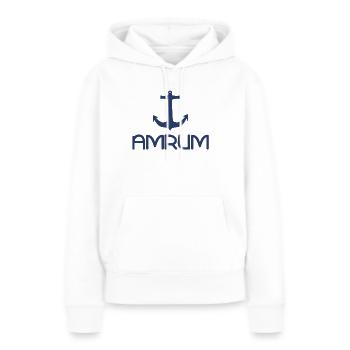 Amrum Anchor Maritime Mer du Nord | Souvenir cadeau - Sweat à capuche Premium bio Femme - blanc - Devant - Julia (174cm)