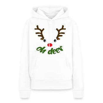 Renne de Noël disant"oh malheur » « oh cerf (dier) » - Sweat à capuche Premium bio Femme - blanc - Devant - Julia (174cm)