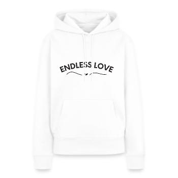 Un amour sans fin - Sweat à capuche Premium bio Femme - blanc - Devant - Julia (174cm)