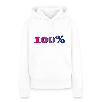 100 Prozent bi - Frauen Premium Bio Hoodie - Weiß - Vorne - Julia (174cm)