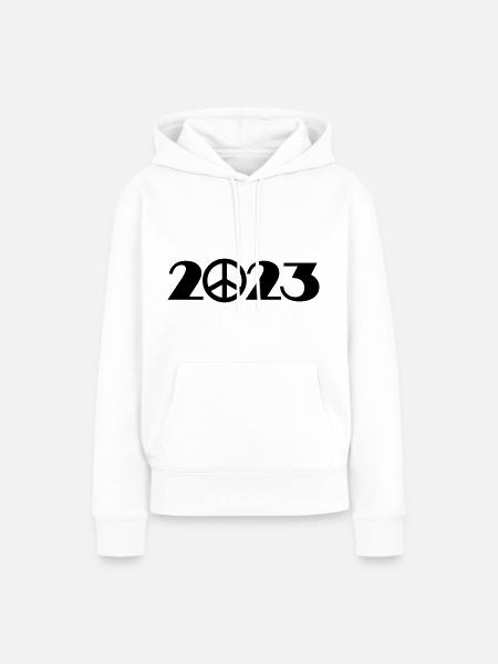 Peace Sign 2023 - Frauen Premium Bio Hoodie - Weiß