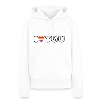 Ich liebe dich lesbisches Paar - Frauen Premium Bio Hoodie - Weiß - Vorne - Julia (174cm)