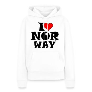 Norvège - J'aime la Norvège - J'aime la Norvège - Sweat à capuche Premium bio Femme - blanc - Devant - Julia (174cm)