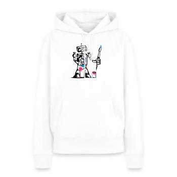 Un robot avec un pinceau - Sweat à capuche Premium bio Femme - blanc - Devant - Julia (174cm)
