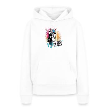 pulvérisateur de motifs d’art de rue cool avec ghetto blaster - Sweat à capuche Premium bio Femme - blanc - Devant - Julia (174cm)